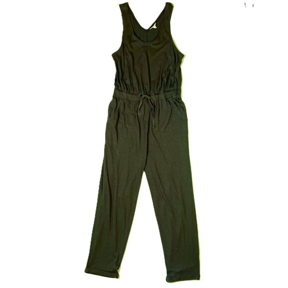 Caslon Sleeveless Slub Jumpsuit Size M Gray Green - Picture 5 of 16